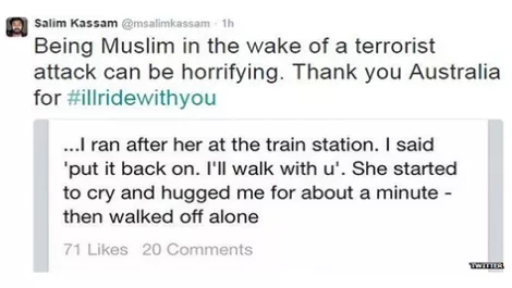 Support for Muslim Australians takes off following Sydney siege #IllRideWithYou