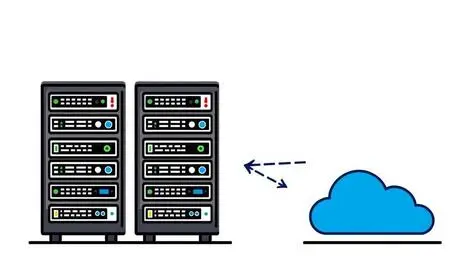 Server racks to cloud data migration illustration technical transition