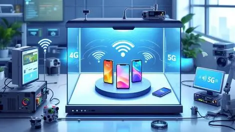Realistic laboratory smartphone testing chamber 4g 5g wifi connectivity