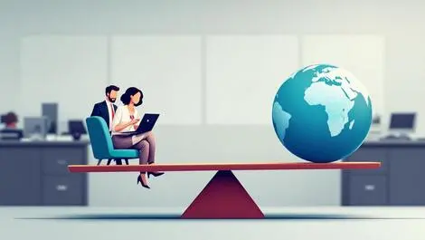 Balance scale australian office workers vs global outsourcing decision