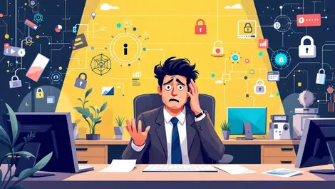 Worried it professionals digital security ai neural networks office scene