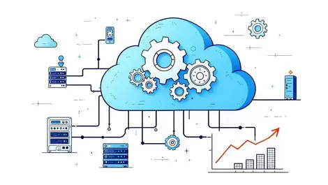 Cloud server network automation gears digital nodes cost reduction graph