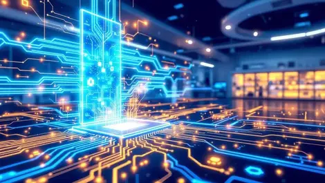 Quantum computer glowing circuits modern lab australia japan collaboration