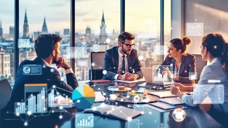 Professional office business collaboration data analytics graphs edinburgh