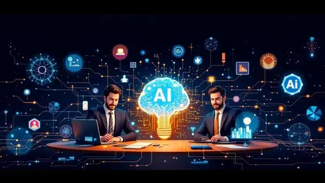 Business professionals collaborating ai technology corporate india