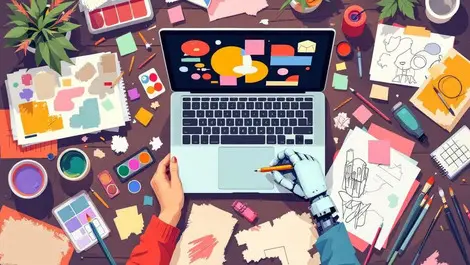 Ai human collaboration messy creative desk imperfect diy design